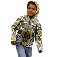 Personalised Maori Ngati Whatua Kid Hoodie Silver Fern Kowhaiwhai Art LT01 - Polynesian Pride