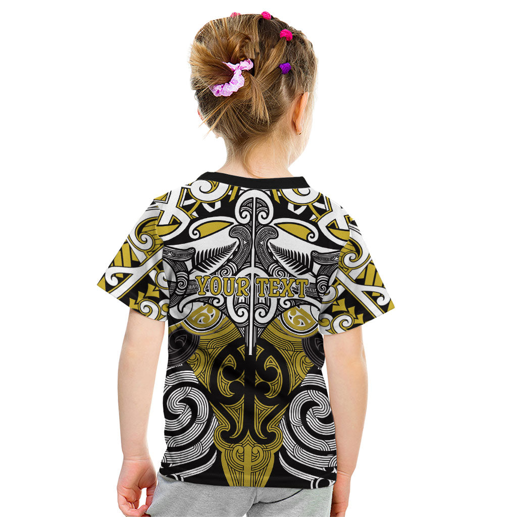 Personalised Maori Ngati Whatua Kid T Shirt Silver Fern Kowhaiwhai Art LT01 - Polynesian Pride