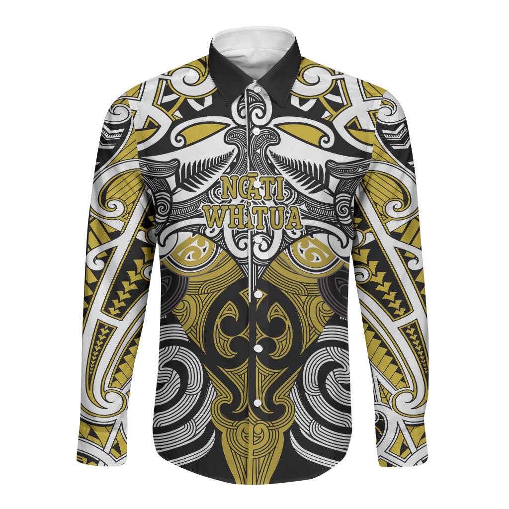 Personalised Maori Ngati Whatua Long Sleeve Button Shirt Silver Fern Kowhaiwhai Art LT01 Unisex Yellow - Polynesian Pride