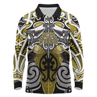 Personalised Maori Ngati Whatua Long Sleeve Polo Shirt Silver Fern Kowhaiwhai Art LT01 Yellow - Polynesian Pride