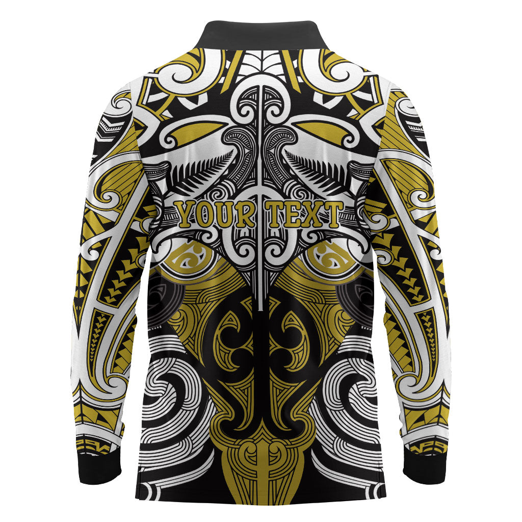 Personalised Maori Ngati Whatua Long Sleeve Polo Shirt Silver Fern Kowhaiwhai Art LT01 - Polynesian Pride