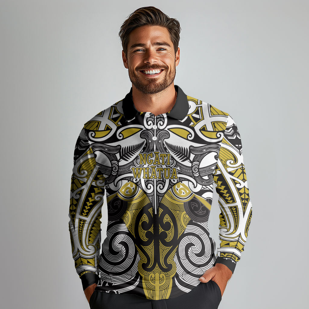 Personalised Maori Ngati Whatua Long Sleeve Polo Shirt Silver Fern Kowhaiwhai Art LT01 - Polynesian Pride