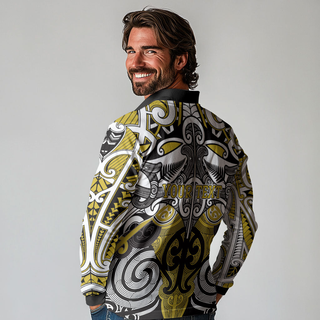 Personalised Maori Ngati Whatua Long Sleeve Polo Shirt Silver Fern Kowhaiwhai Art LT01 - Polynesian Pride