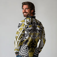 Personalised Maori Ngati Whatua Long Sleeve Polo Shirt Silver Fern Kowhaiwhai Art LT01 - Polynesian Pride