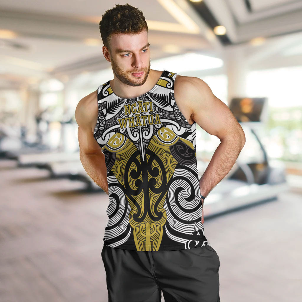 Personalised Maori Ngati Whatua Men Tank Top Silver Fern Kowhaiwhai Art LT01 Yellow - Polynesian Pride