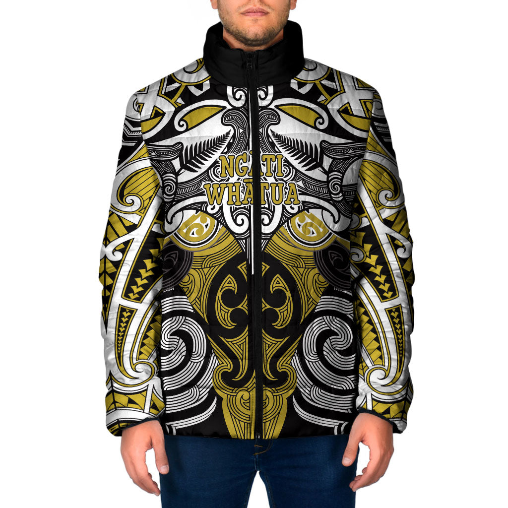 Personalised Maori Ngati Whatua Padded Jacket Silver Fern Kowhaiwhai Art LT01 Men Yellow - Polynesian Pride