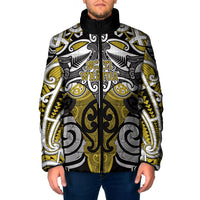 Personalised Maori Ngati Whatua Padded Jacket Silver Fern Kowhaiwhai Art LT01 Men Yellow - Polynesian Pride