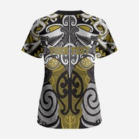 Personalised Maori Ngati Whatua Scrub Top Silver Fern Kowhaiwhai Art LT01 - Polynesian Pride