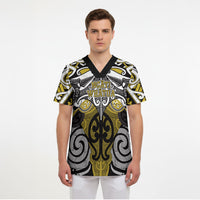 Personalised Maori Ngati Whatua Scrub Top Silver Fern Kowhaiwhai Art LT01 - Polynesian Pride