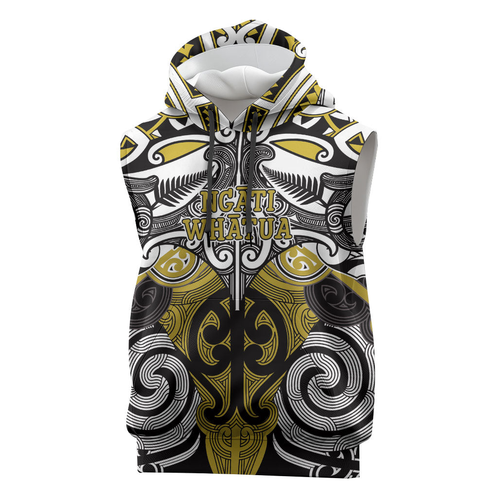 Personalised Maori Ngati Whatua Sleeveless Hoodie Silver Fern Kowhaiwhai Art LT01 Yellow - Polynesian Pride