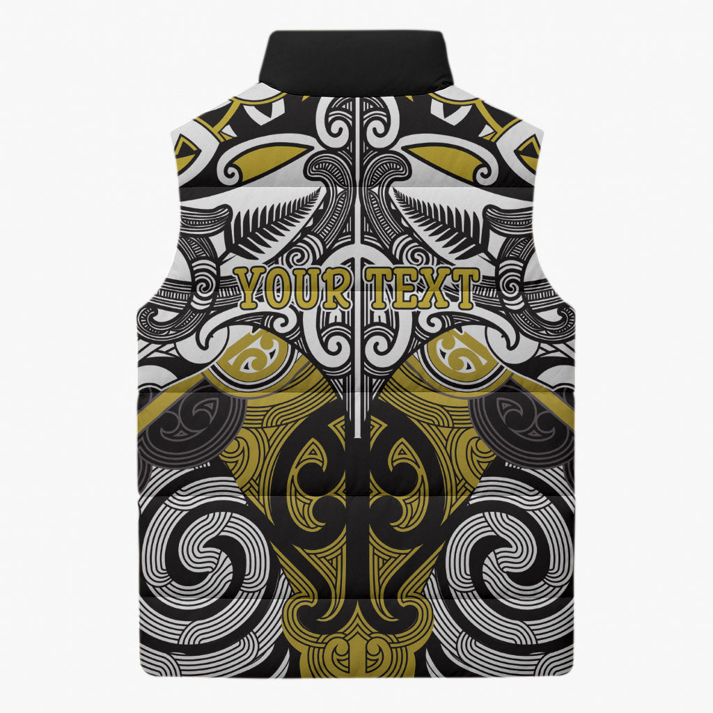 Personalised Maori Ngati Whatua Sleeveless Puffer Jacket Silver Fern Kowhaiwhai Art LT01 - Polynesian Pride
