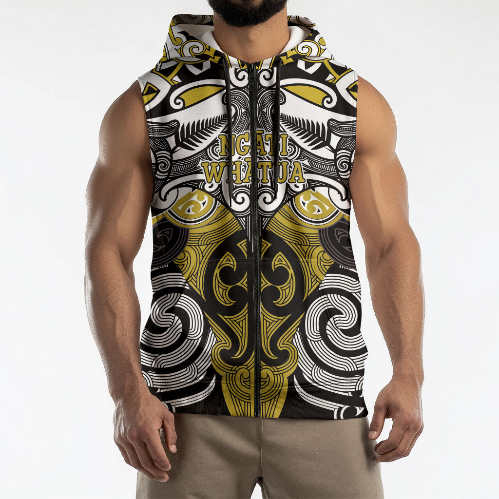 Personalised Maori Ngati Whatua Sleeveless Zip Hoodie Silver Fern Kowhaiwhai Art LT01 - Polynesian Pride