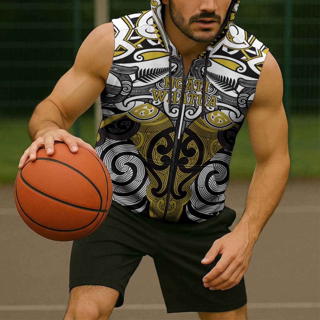 Personalised Maori Ngati Whatua Sleeveless Zip Hoodie Silver Fern Kowhaiwhai Art LT01 - Polynesian Pride