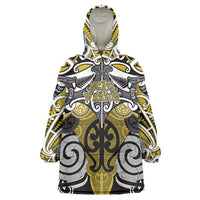 Personalised Maori Ngati Whatua Wearable Blanket Hoodie Silver Fern Kowhaiwhai Art LT01 One Size Yellow - Polynesian Pride
