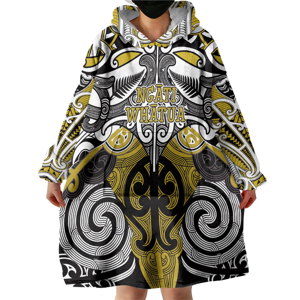 Personalised Maori Ngati Whatua Wearable Blanket Hoodie Silver Fern Kowhaiwhai Art LT01 - Polynesian Pride