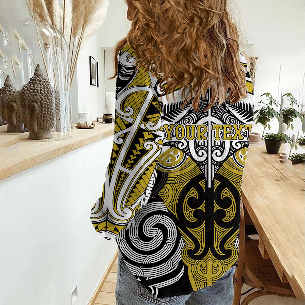 Personalised Maori Ngati Whatua Women Casual Shirt Silver Fern Kowhaiwhai Art LT01 - Polynesian Pride