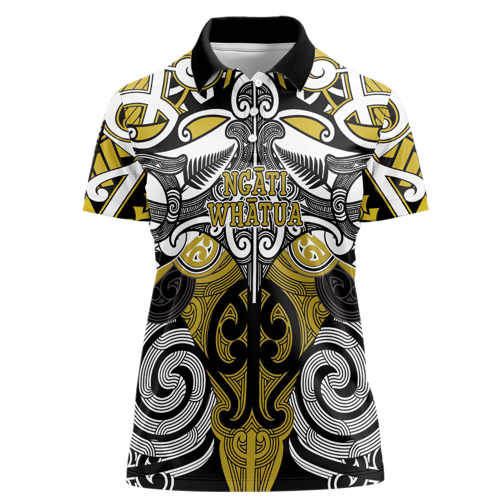 Personalised Maori Ngati Whatua Women Polo Shirt Silver Fern Kowhaiwhai Art LT01 Female Yellow - Polynesian Pride