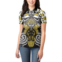 Personalised Maori Ngati Whatua Women Polo Shirt Silver Fern Kowhaiwhai Art LT01 - Polynesian Pride