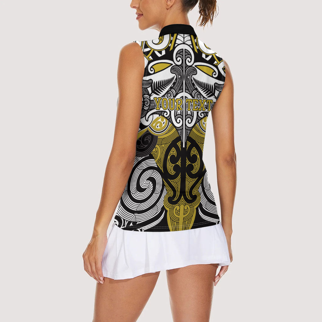 Personalised Maori Ngati Whatua Women Sleeveless Polo Shirt Silver Fern Kowhaiwhai Art LT01 - Polynesian Pride