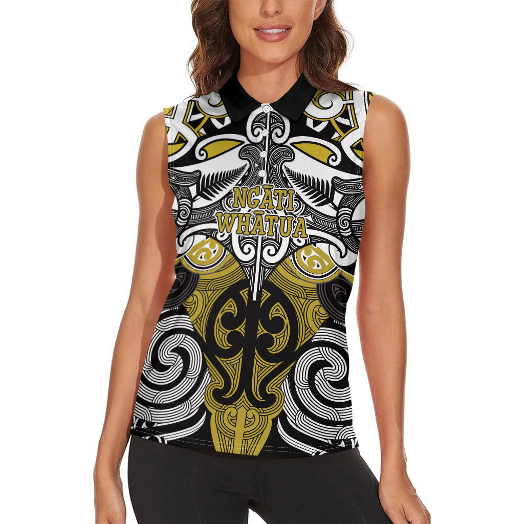 Personalised Maori Ngati Whatua Women Sleeveless Polo Shirt Silver Fern Kowhaiwhai Art LT01 - Polynesian Pride