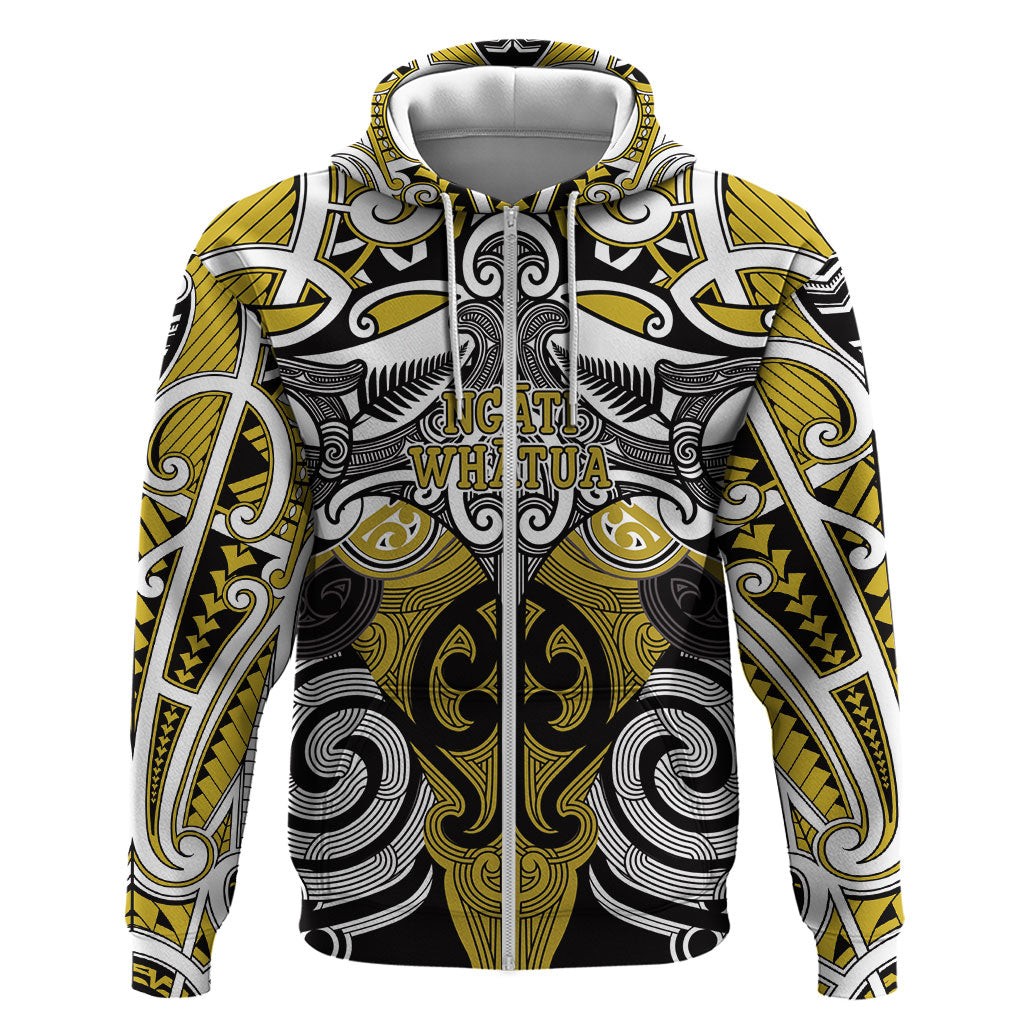 Personalised Maori Ngati Whatua Zip Hoodie Silver Fern Kowhaiwhai Art LT01 Zip Hoodie Yellow - Polynesian Pride