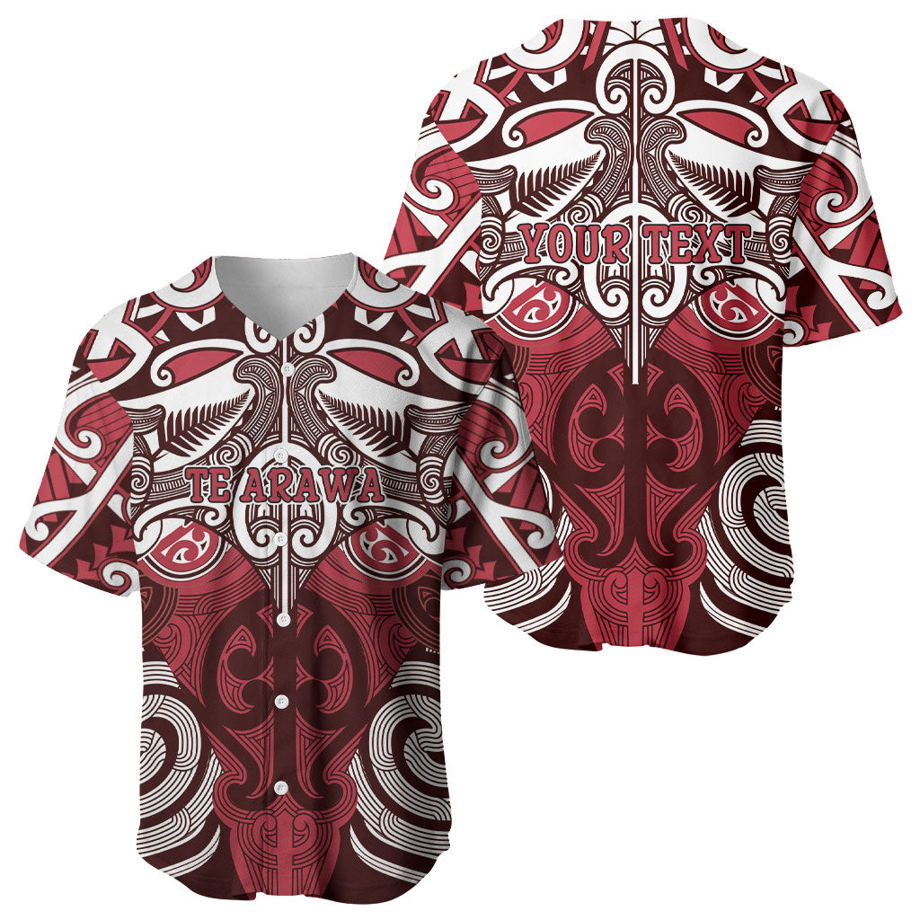 Personalised Maori Te Arawa Baseball Jersey Silver Fern Kowhaiwhai Art LT01 - Polynesian Pride