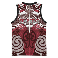 Personalised Maori Te Arawa Basketball Jersey Silver Fern Kowhaiwhai Art LT01 - Polynesian Pride
