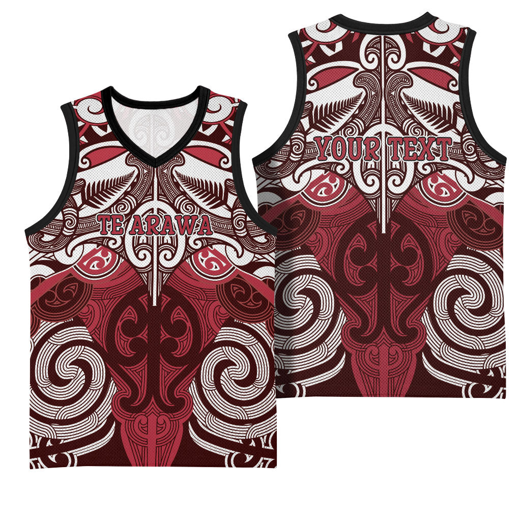 Personalised Maori Te Arawa Basketball Jersey Silver Fern Kowhaiwhai Art LT01 - Polynesian Pride