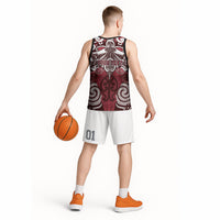 Personalised Maori Te Arawa Basketball Jersey Silver Fern Kowhaiwhai Art LT01 - Polynesian Pride