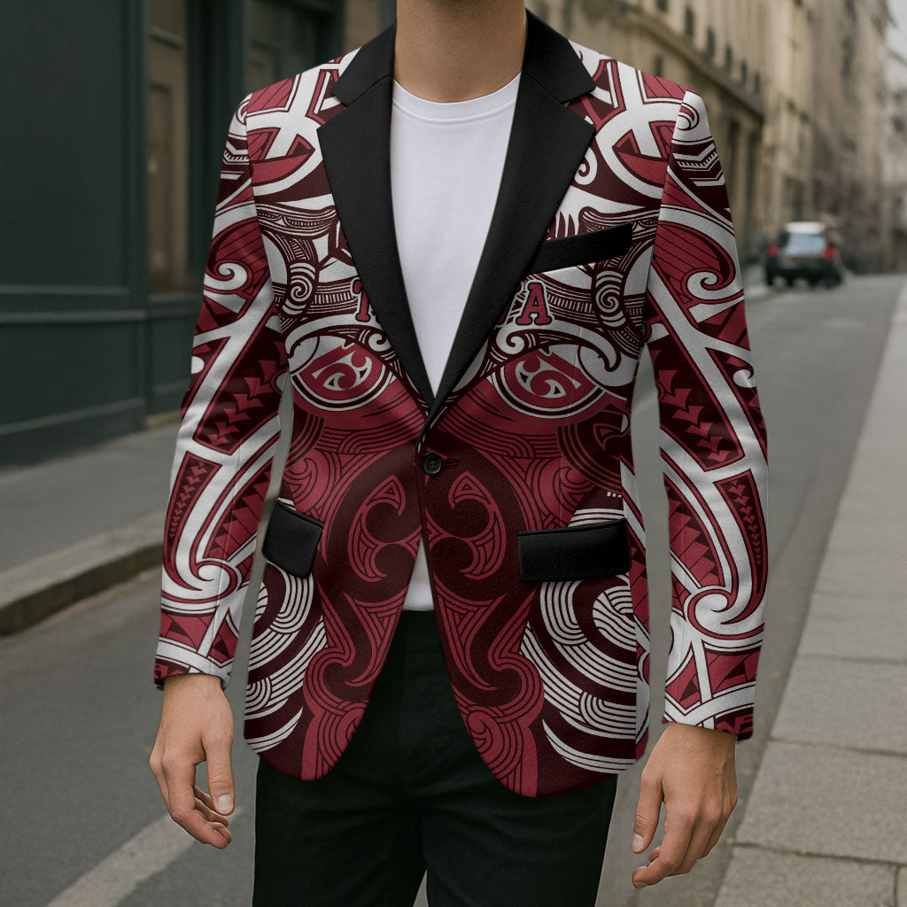 Personalised Maori Te Arawa Blazer Silver Fern Kowhaiwhai Art LT01 - Polynesian Pride