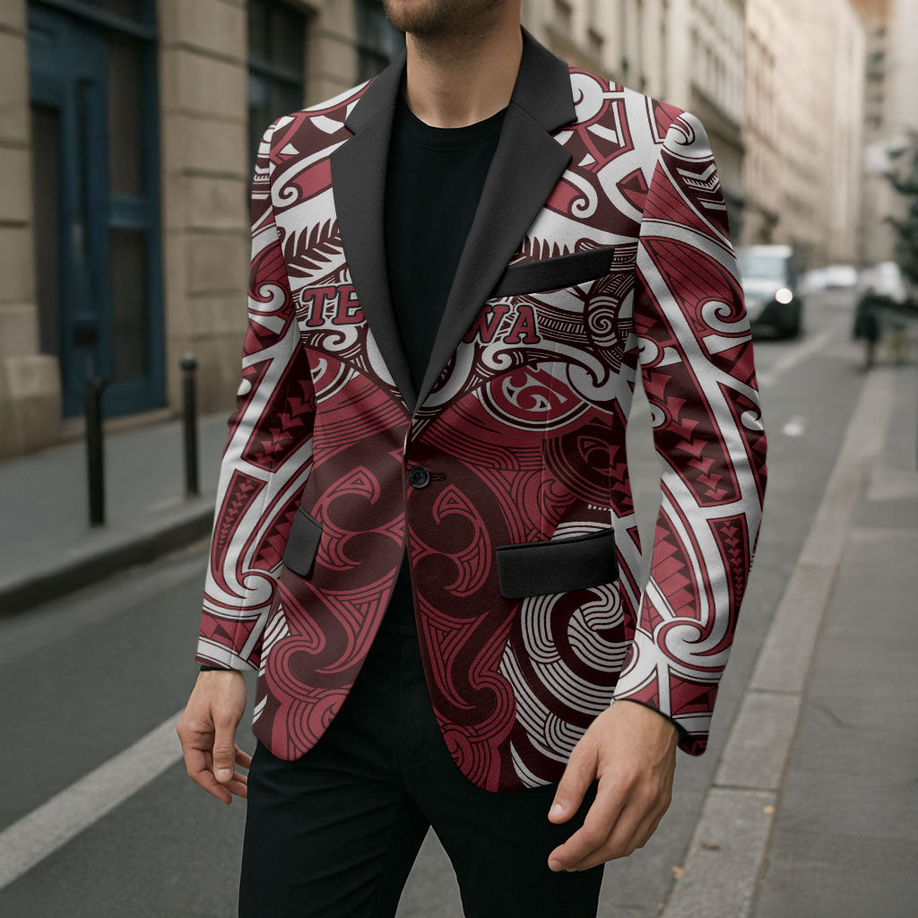 Personalised Maori Te Arawa Blazer Silver Fern Kowhaiwhai Art LT01 - Polynesian Pride