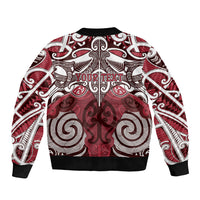 Personalised Maori Te Arawa Bomber Jacket Silver Fern Kowhaiwhai Art LT01 - Polynesian Pride