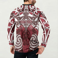 Personalised Maori Te Arawa Button Sweatshirt Silver Fern Kowhaiwhai Art LT01 - Polynesian Pride