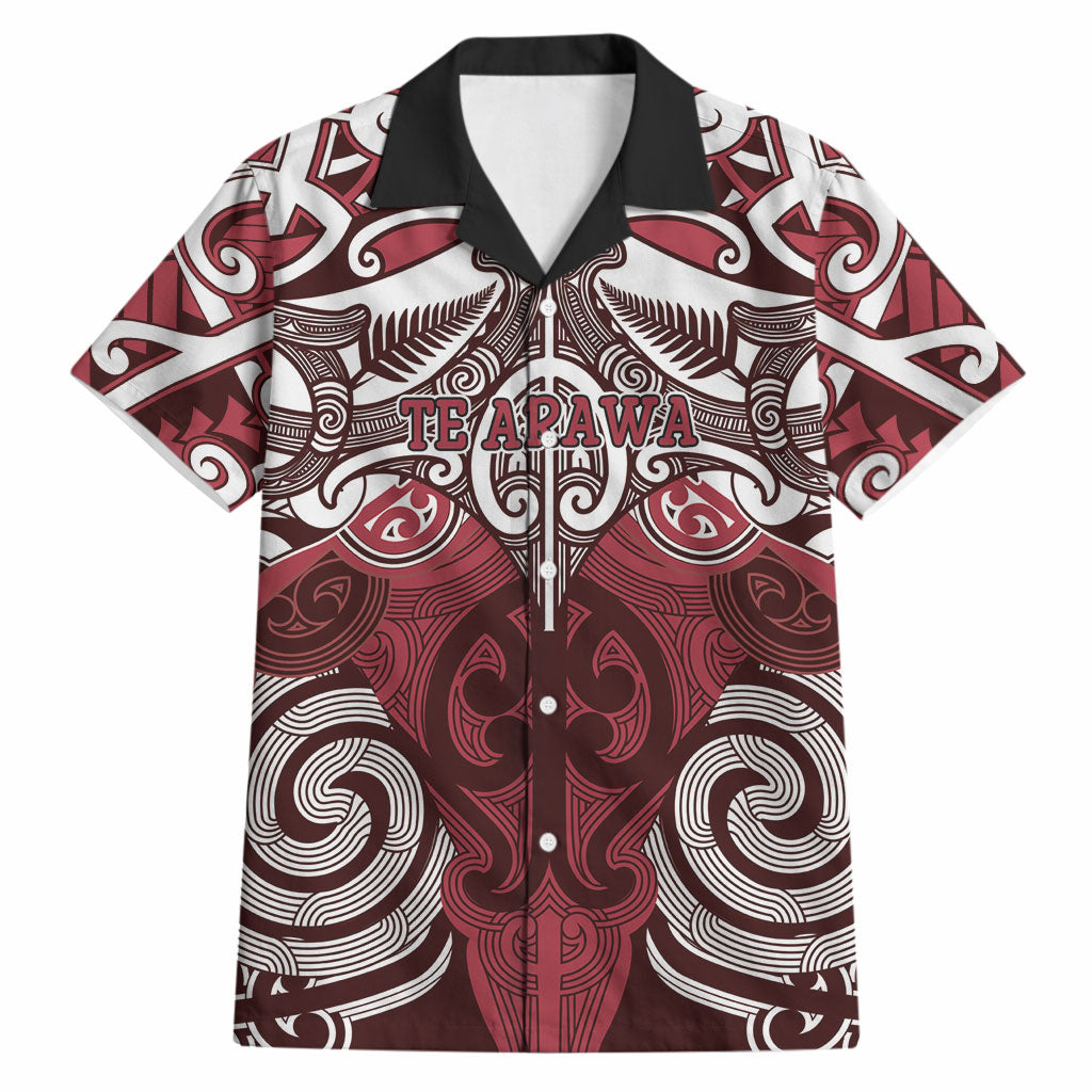 Personalised Maori Te Arawa Hawaiian Shirt Silver Fern Kowhaiwhai Art LT01 Red - Polynesian Pride