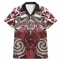 Personalised Maori Te Arawa Hawaiian Shirt Silver Fern Kowhaiwhai Art LT01 Red - Polynesian Pride