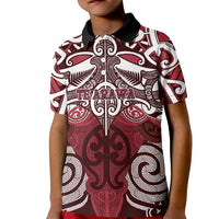 Personalised Maori Te Arawa Kid Polo Shirt Silver Fern Kowhaiwhai Art LT01 Kid Red - Polynesian Pride