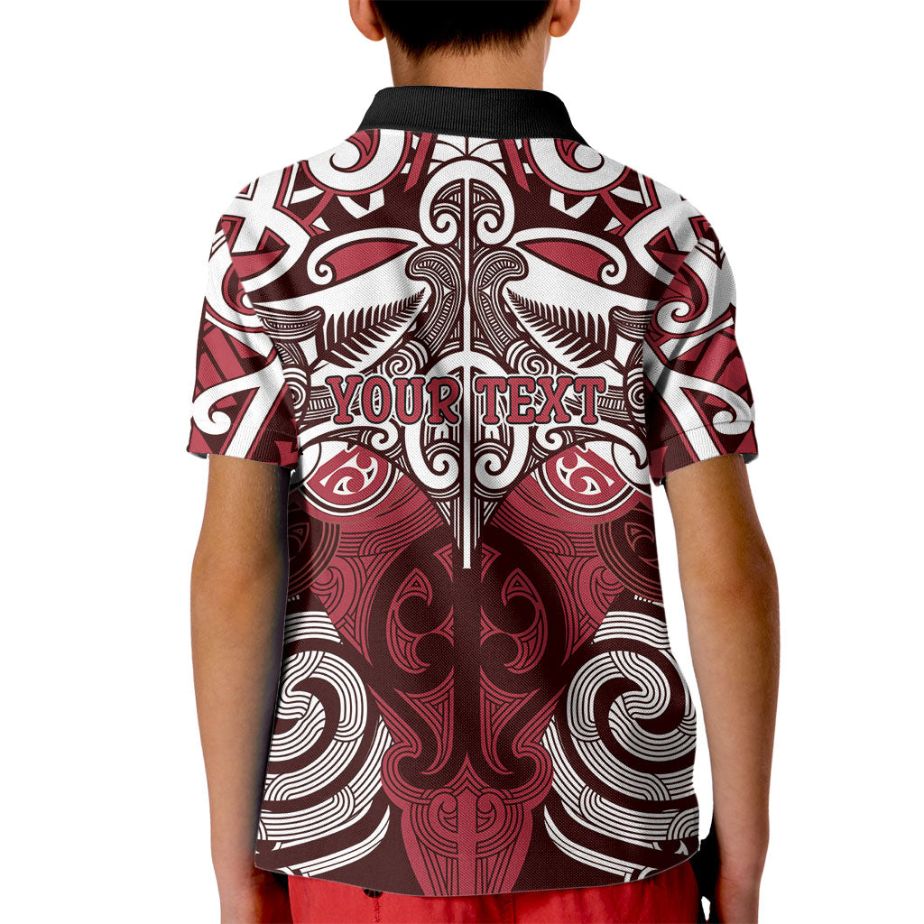 Personalised Maori Te Arawa Kid Polo Shirt Silver Fern Kowhaiwhai Art LT01 - Polynesian Pride