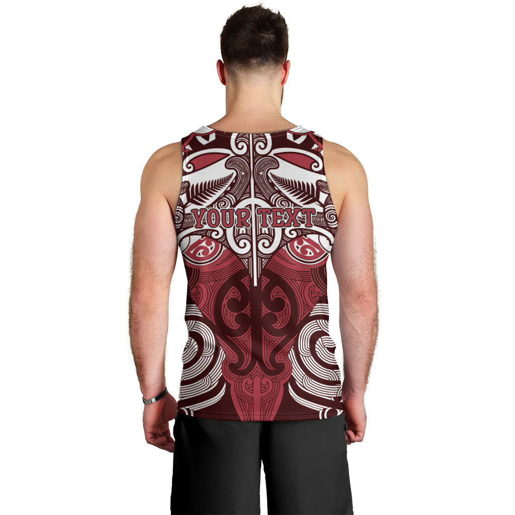 Personalised Maori Te Arawa Men Tank Top Silver Fern Kowhaiwhai Art LT01 - Polynesian Pride