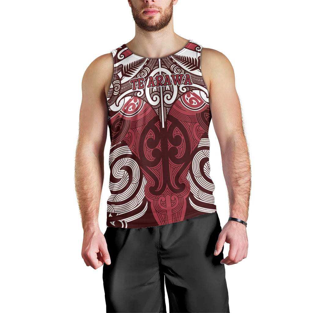 Personalised Maori Te Arawa Men Tank Top Silver Fern Kowhaiwhai Art LT01 - Polynesian Pride
