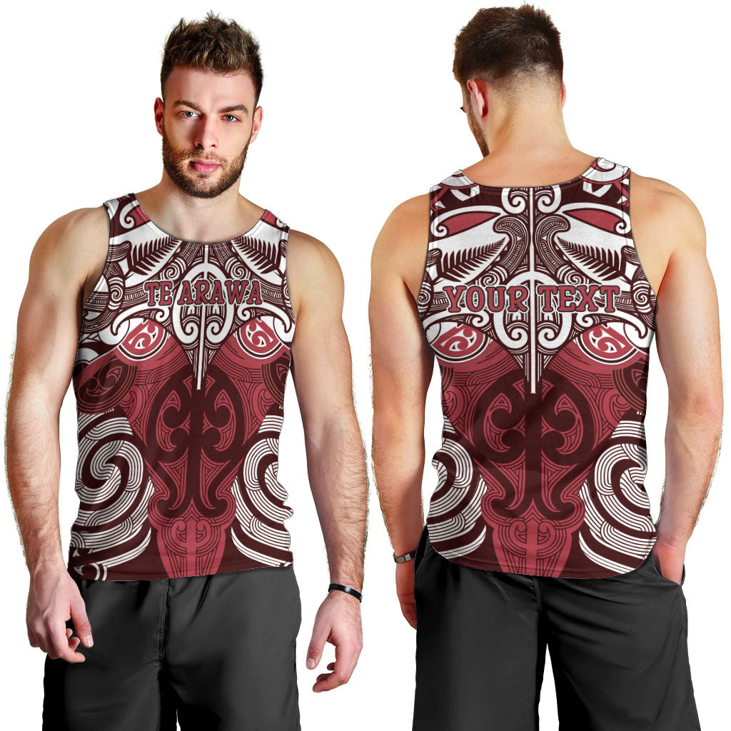 Personalised Maori Te Arawa Men Tank Top Silver Fern Kowhaiwhai Art LT01 - Polynesian Pride