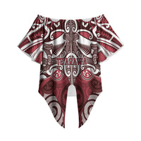 Personalised Maori Te Arawa Off Shoulder Wrap Waist Top Silver Fern Kowhaiwhai Art LT01 - Polynesian Pride