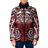 Personalised Maori Te Arawa Padded Jacket Silver Fern Kowhaiwhai Art LT01 Men Red - Polynesian Pride
