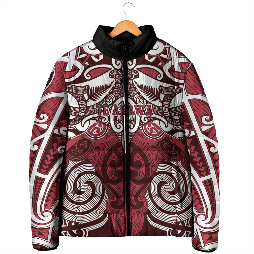 Personalised Maori Te Arawa Padded Jacket Silver Fern Kowhaiwhai Art LT01 - Polynesian Pride