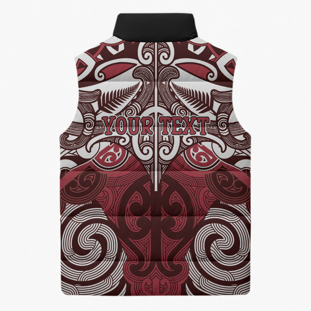 Personalised Maori Te Arawa Sleeveless Puffer Jacket Silver Fern Kowhaiwhai Art LT01 - Polynesian Pride
