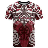 Personalised Maori Te Arawa T Shirt Silver Fern Kowhaiwhai Art LT01 Red - Polynesian Pride