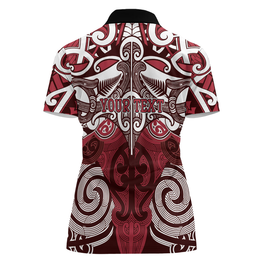 Personalised Maori Te Arawa Women Polo Shirt Silver Fern Kowhaiwhai Art LT01 - Polynesian Pride