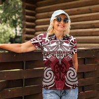 Personalised Maori Te Arawa Women Polo Shirt Silver Fern Kowhaiwhai Art LT01 - Polynesian Pride