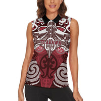 Personalised Maori Te Arawa Women Sleeveless Polo Shirt Silver Fern Kowhaiwhai Art LT01 - Polynesian Pride