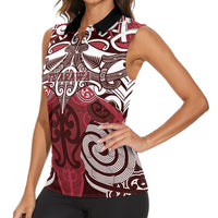 Personalised Maori Te Arawa Women Sleeveless Polo Shirt Silver Fern Kowhaiwhai Art LT01 - Polynesian Pride