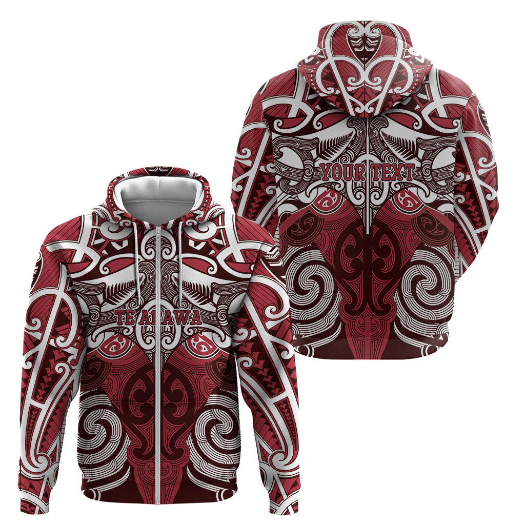 Personalised Maori Te Arawa Zip Hoodie Silver Fern Kowhaiwhai Art LT01 - Polynesian Pride